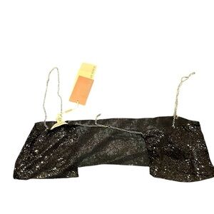 DA VEMOR WOMEN Black Sequin Crop Top, NWT, size 12-14
